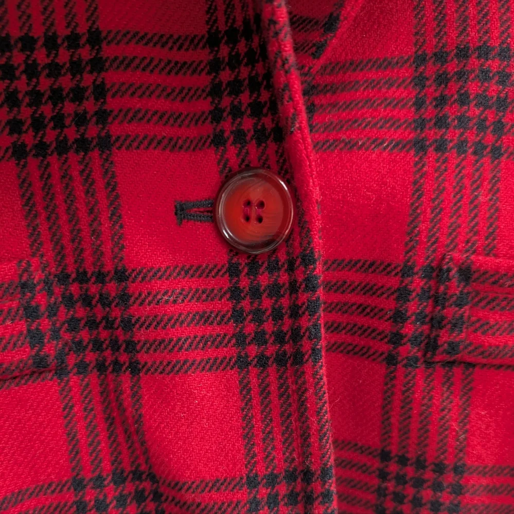 Pendleton Red Plaid Wool Women's Blazer - Picture 3 of 7
